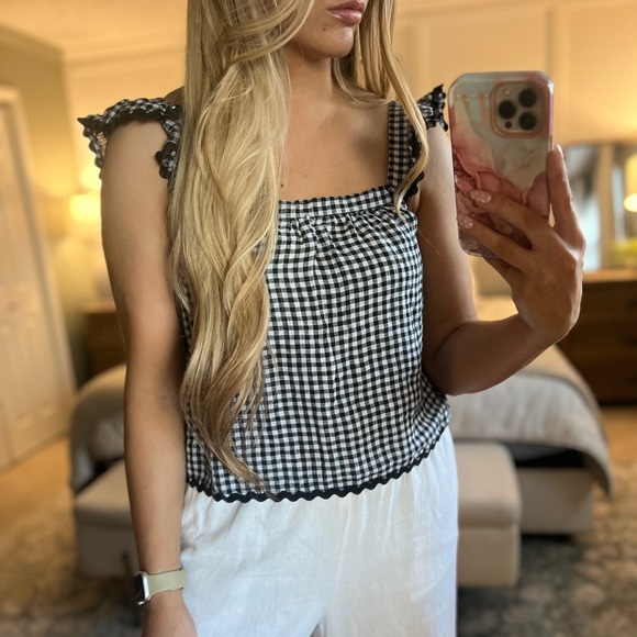 Cynthia Rowley Black and White Checkered Tank Top - Picture 1 of 4